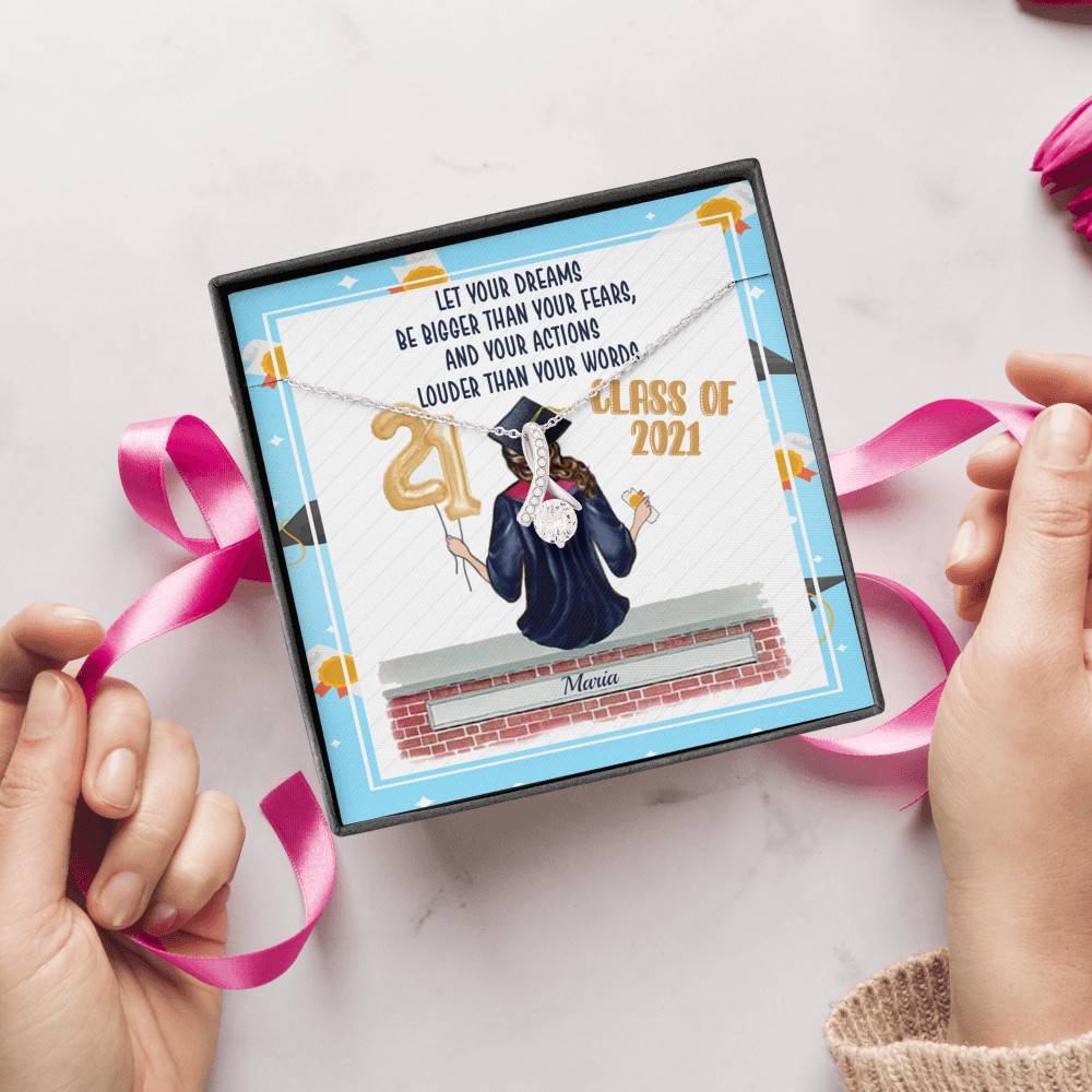 Personalized Graduation Let Your Dreams Be Bigger Than Your Fears Alluring Beauty Necklace