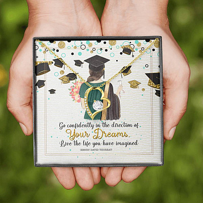 Graduation Gift Go Confidently in the Direction of Your Dreams Forever Love Pendant Necklace