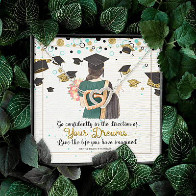 Graduation Gift Go Confidently in the Direction of Your Dreams Interlocking Heart Pendant Necklace