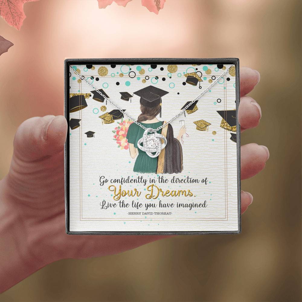 Graduation Gift Go Confidently in the Direction of Your Dreams Love Knot Pendant Necklace