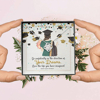 Graduation Gift Go Confidently in the Direction of Your Dreams Love Knot Pendant Necklace