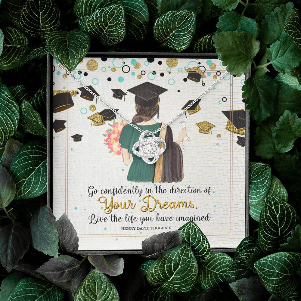 Graduation Gift Go Confidently in the Direction of Your Dreams Love Knot Pendant Necklace