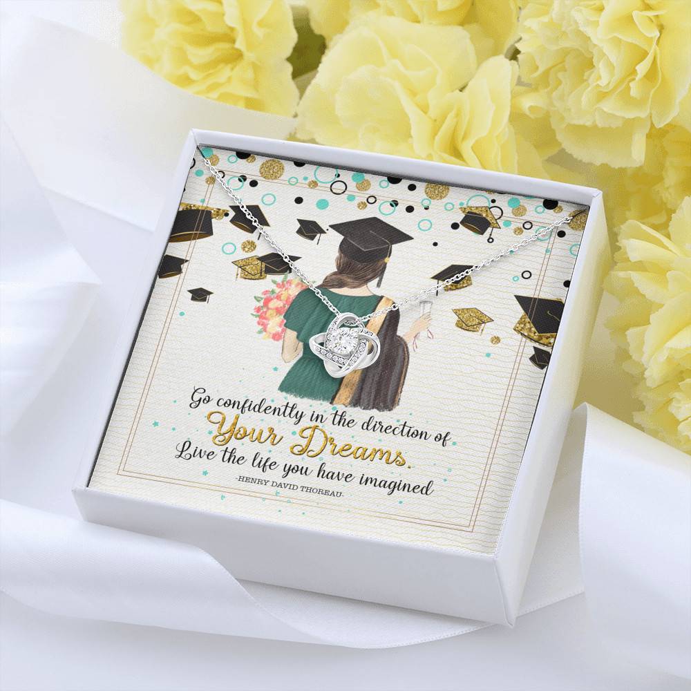 Graduation Gift Go Confidently in the Direction of Your Dreams Love Knot Pendant Necklace