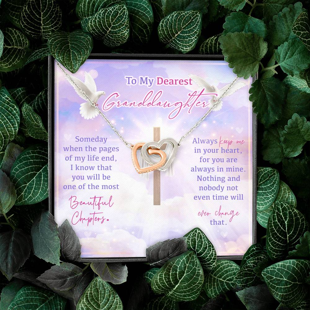 To My Dearest Granddaughter Someday When The Pages Of My Life End Jesus Cross Interlocking Hearts Pendant Necklace