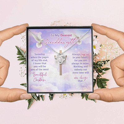 To My Dearest Granddaughter Someday When The Pages Of My Life End Jesus Cross Love Knot Necklace