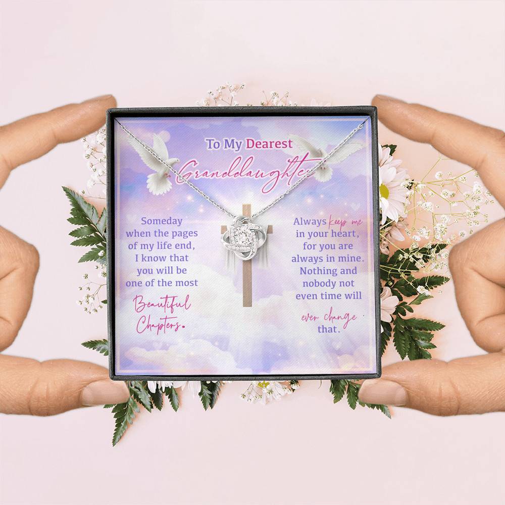 To My Dearest Granddaughter Someday When The Pages Of My Life End Jesus Cross Love Knot Necklace