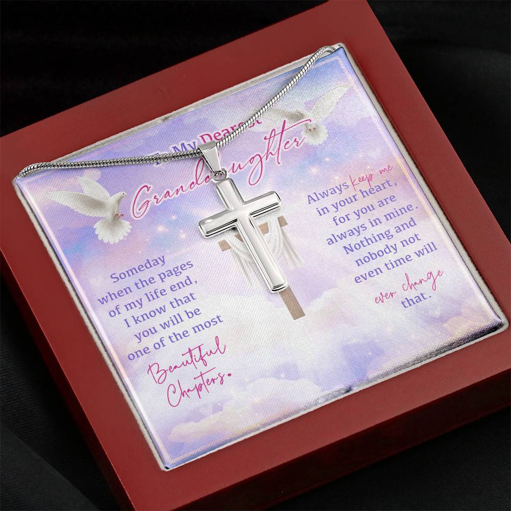 To My Dearest Granddaughter Someday When The Pages Of My Life End Jesus Cross Artisan Crafted Cross Necklace