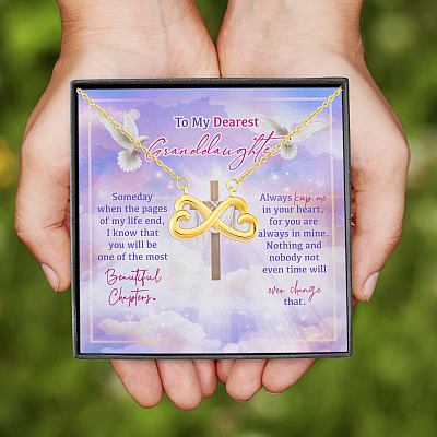 Alternative view of To My Dearest Granddaughter Someday When The Pages Of My Life End Jesus Cross Infinity Heart Pendant Necklace