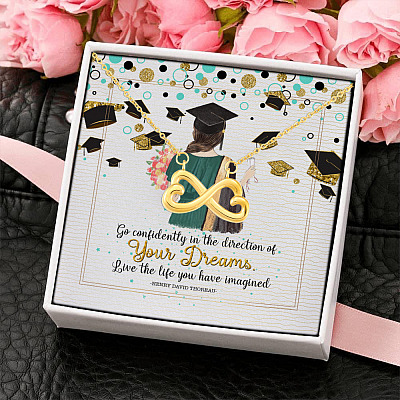 Graduation Gift Go Confidently in the Direction of Your Dreams Infinity Heart Pendant Necklace