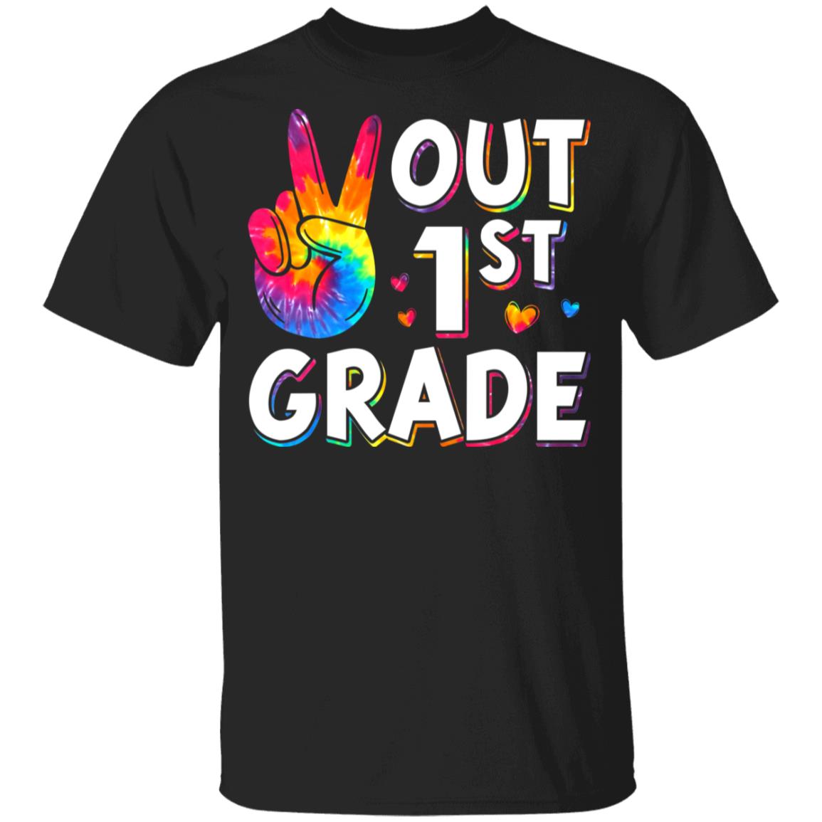 Peace Out Of 1st Grade Tie Dye Youth Tee, Black, Youth T-Shirt