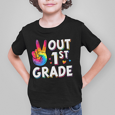 Alternative view of Peace Out Of 1st Grade Tie Dye Youth Tee