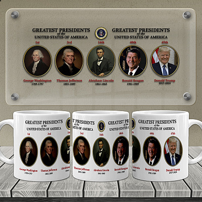 Alternative view of Greatest Presidents of the United States Ceramic Coffee Mug - Water Bottle - President Donald Trump Mug