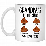 Personalized Grandpa's Little Shits, White, 11 oz. White Mug