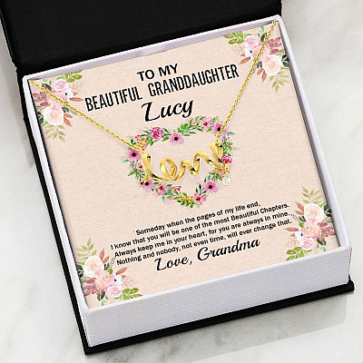 Personalized To My Beautiful Granddaughter Scripted Love Pendant Necklace