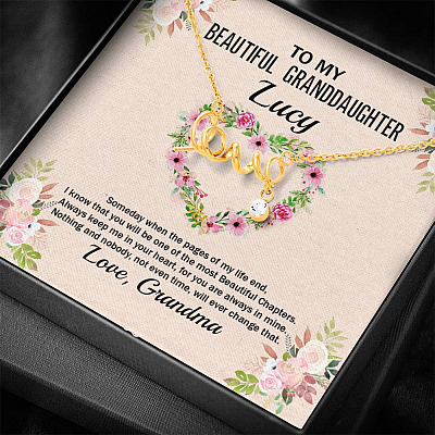 Personalized To My Beautiful Granddaughter Scripted Love Pendant Necklace