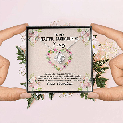 Personalized To My Beautiful Granddaughter Love Knot Pendant Necklace