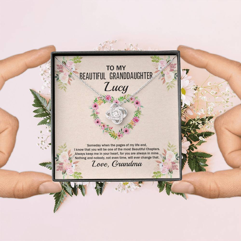 Personalized To My Beautiful Granddaughter Love Knot Pendant Necklace Personalized To My Beautiful Granddaughter Love Knot Pendant Necklace