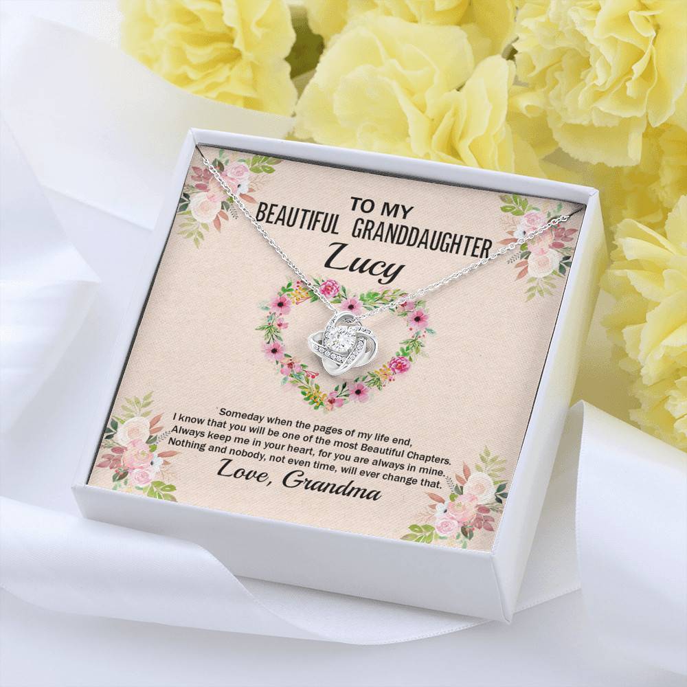 Personalized To My Beautiful Granddaughter Love Knot Pendant Necklace Personalized To My Beautiful Granddaughter Love Knot Pendant Necklace