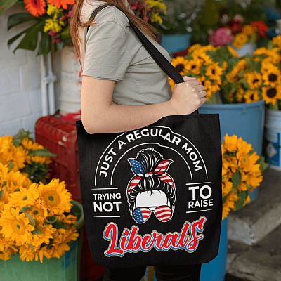 Alternative view of Just A Regular Mom Trying Not To Raise Liberals All Over Print Tote Bag - Shoulder Bag - Reusable Bag