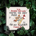 To My Smokin' Hot Lady You're The Only Buns For My Wiener I Love You Joined Interlocking Hearts Necklace