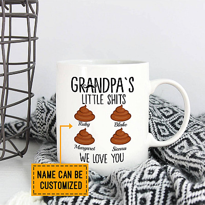 Alternative view of Personalized Grandpa's Little Shits Coffee Mug - Father's Day Funny Mug For Grandma From Grandkids