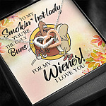 Naughty to My Smokin Hot Lady You're the Only Buns for My Wiener Interlocking Hearts Pendant Necklace