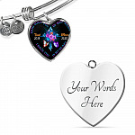 Personalized God Has You In His Arms I Have You In My Heart Dad Mom Heart Pendant Necklace-Bangle