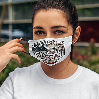 Alternative view of Unmasked Unmuzzle Unvaccinated Unafraid Washable Reusable Custom Printed Cloth Face Mask Cover