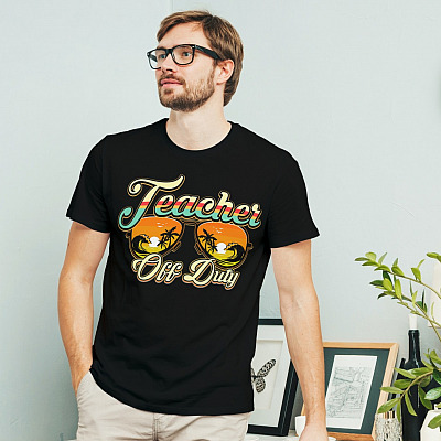 Alternative view of Teacher Off Duty Sunglasses Beach Sunset T-Shirt - Summer Teacher T-Shirt