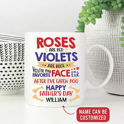 Personalized Roses Are Red Violets Are Blue You're My Favorite Face to Lick Ceramic Coffee Mug - Beer Stein