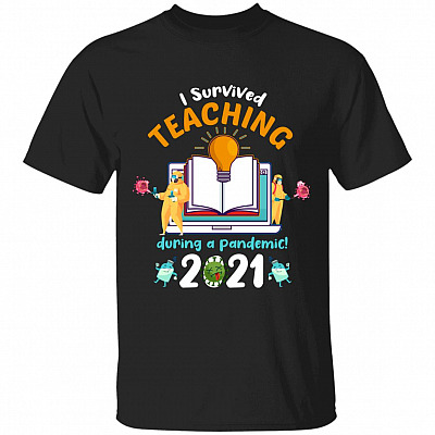 I Survived Teaching During, Black, Unisex T-Shirt