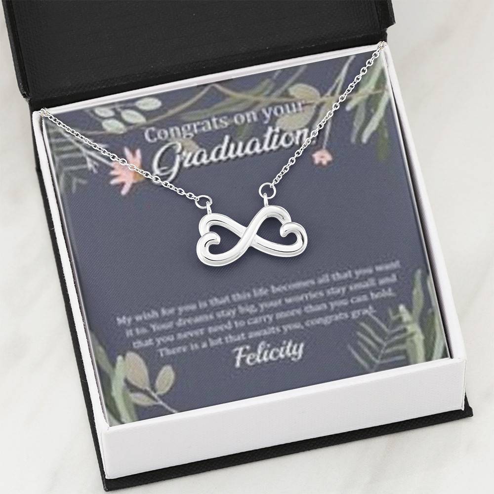 Personalized Congrats On Your Graduation Infinity Heart Pendant Necklace - Congrats Graduation Necklace