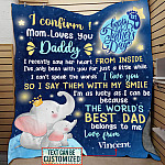 1VT. Elephant I Confirm Mom Loves You Daddy blanket mk1