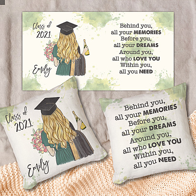 Personalized Graduation Gift Throw Pillow For Her - Graduated Decorative Pillow - Indoor Outdoor Cushion