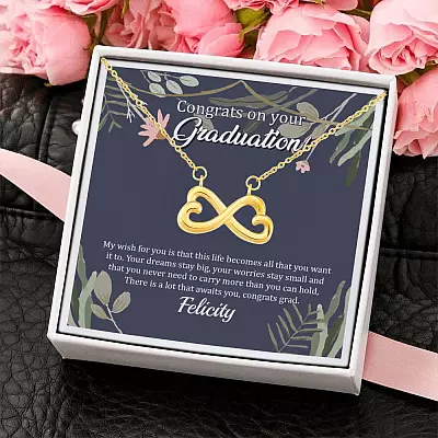 Personalized Congrats On Your Graduation Infinity Heart Pendant Necklace - Congrats Graduation Necklace
