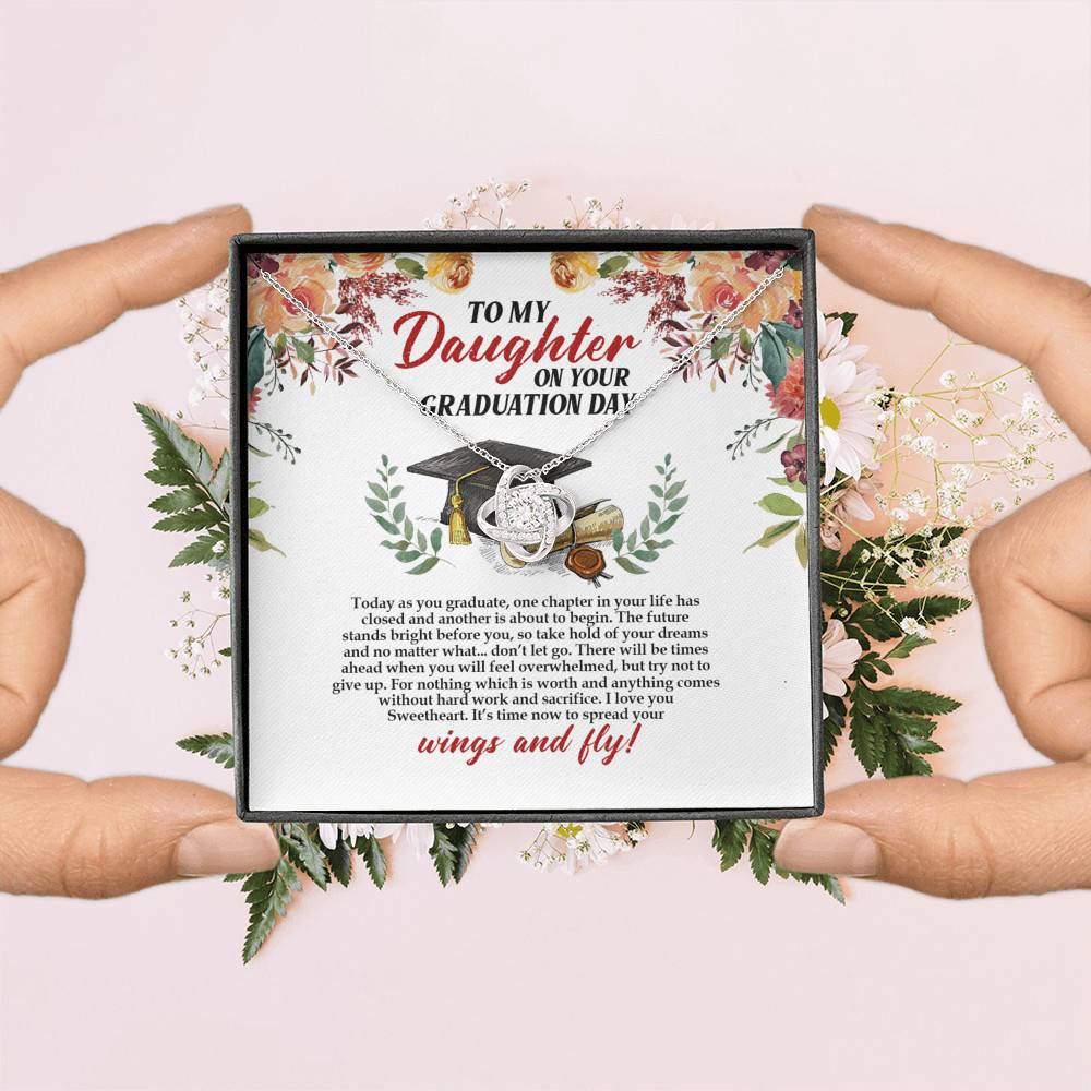 To My Daughter On Your Graduation Day Love Knot Pendant Necklaces - Graduation Day Gift For Daughter