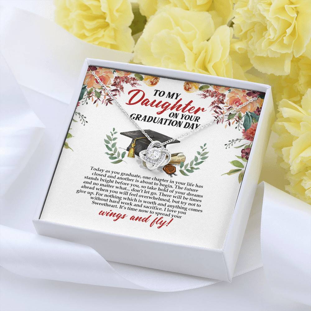 To My Daughter On Your Graduation Day Love Knot Pendant Necklaces - Graduation Day Gift For Daughter