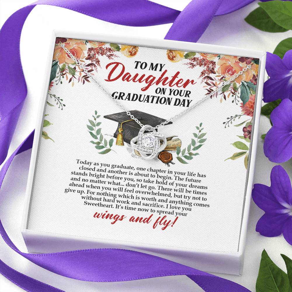 To My Daughter On Your Graduation Day Love Knot Pendant Necklaces - Graduation Day Gift For Daughter