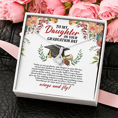 To My Daughter On Your Graduation Day Alluring Beauty Pendant Necklace - Graduation Day Gift For Daughter