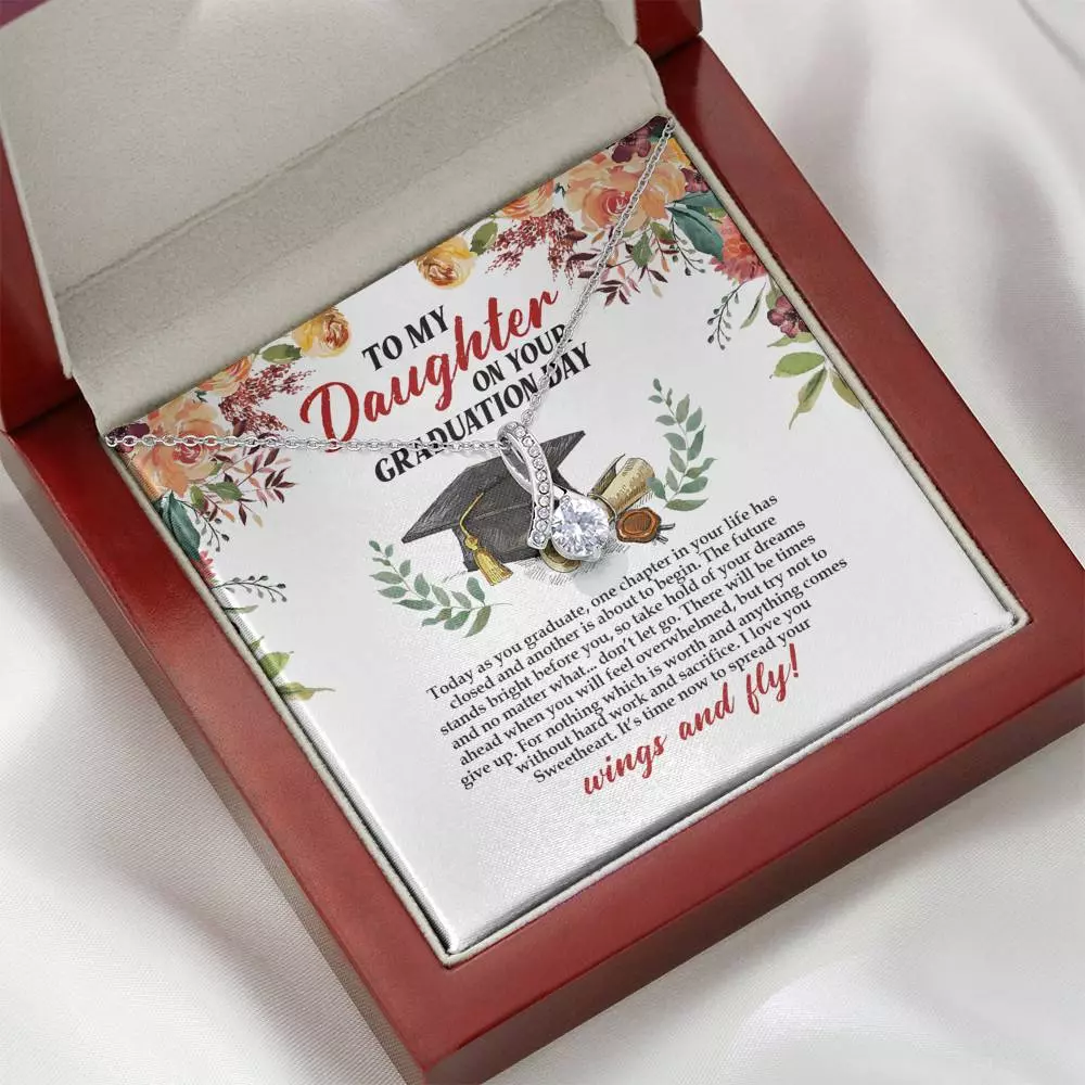 To My Daughter On Your Graduation Day Alluring Beauty Pendant Necklace - Graduation Day Gift For Daughter