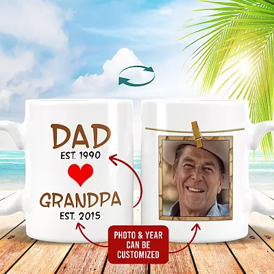 Personalized Photo Dad Grandpa - Dad To Grandpa New Grandpa Gift Two Sided Ceramic Coffee Mug