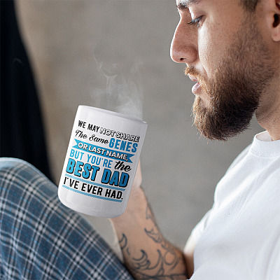 Alternative view of We May Not Share Same Genes But You Are The Best Dad I've Ever Had Step Dad Ceramic Coffee Mug - Beer Stein