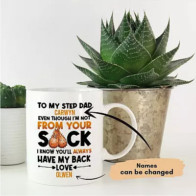 Personalized Even Though I'm Not From Your Sack To My Step Dad Father's Day Coffee Mug - Travel Bottle