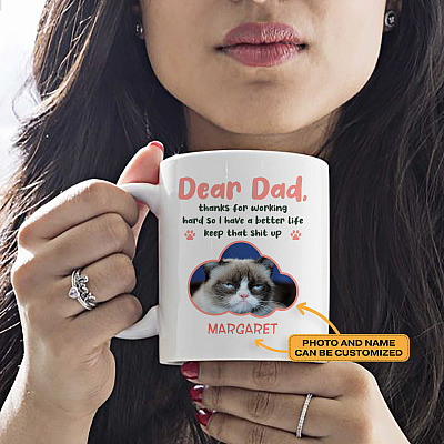 Alternative view of Custom Photo Dear Dad Mug Thanks for Working Hard So I Have a Better Life Coffee Mug - Beer Stein