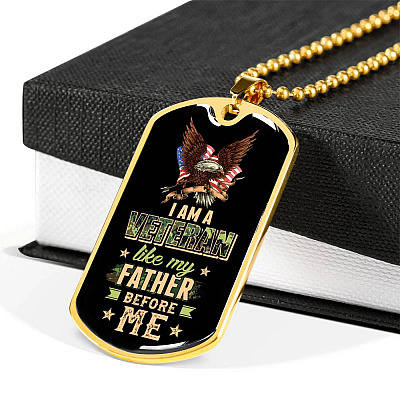 I Am A Veteran Like My Father Before Me Veteran Dog Tag Pendant Necklace