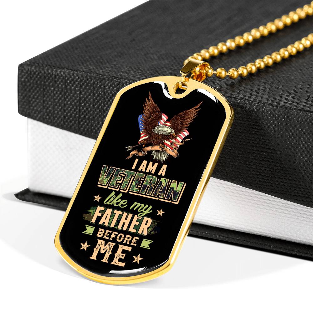 I Am A Veteran Like My Father Before Me Veteran Dog Tag Pendant Necklace