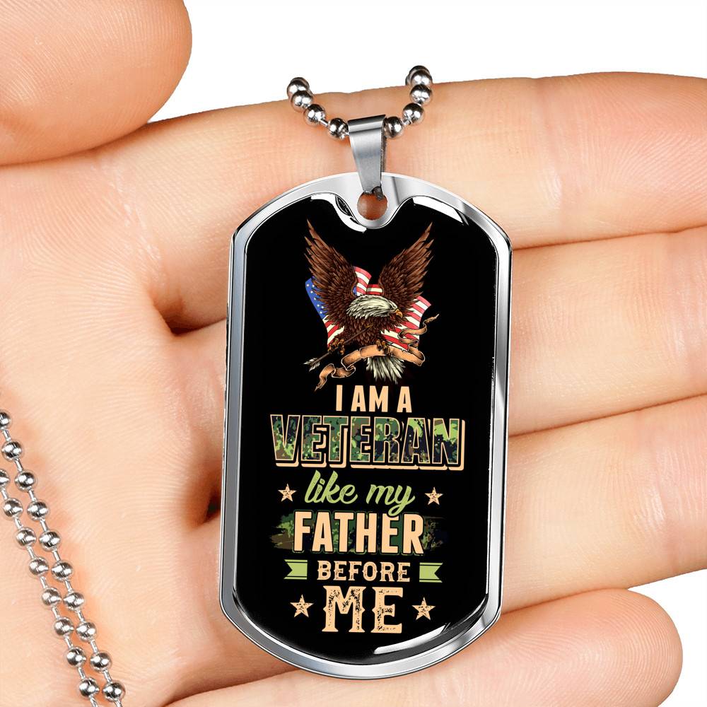 I Am A Veteran Like My Father Before Me Veteran Dog Tag Pendant Necklace