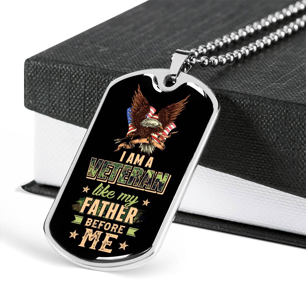 I Am A Veteran Like My Father Before Me Veteran Dog Tag Pendant Necklace