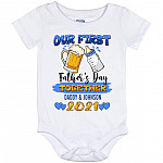 Personalized Our First Baby Onesie, White, Baby Onesie - 12 Month