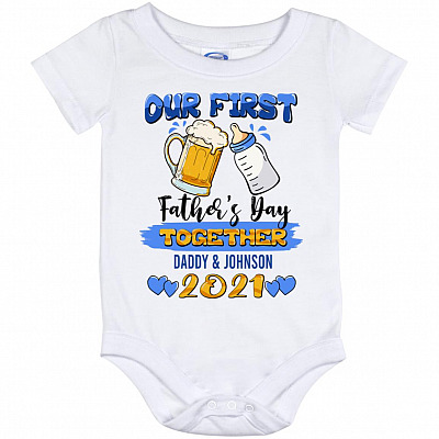 Personalized Our First Baby Onesie, White, Baby Onesie - 12 Month